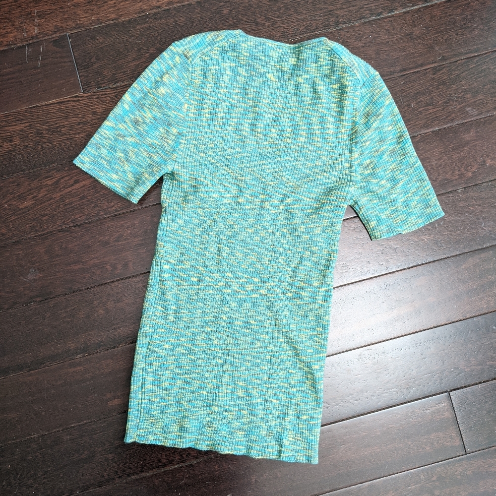 Anthropologie Zuzu Space-Dyed Green Sweater Tee - Picture 6 of 9